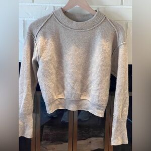 Free People taupe / beige / tan cropped cashmere long sleeve  sweater